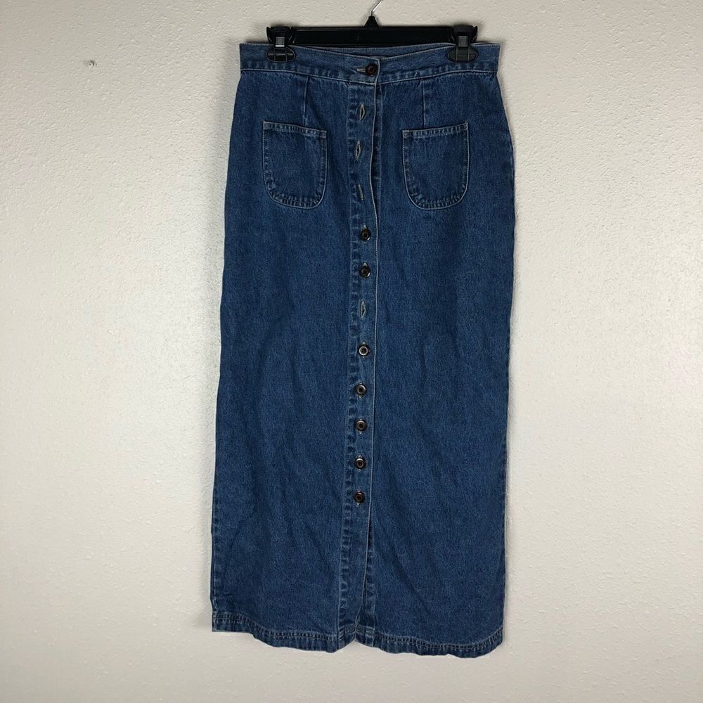 Passports Button Up Denim Skirt Size 10